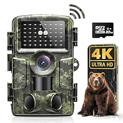 YEEFON Wildkamera WLAN, 4K 60MP HD Wildtierkamera mit Handyübertragung APP, IP66 Wasserdicht Nachtsichtkamera Jagdkamera mit Bewegungsmelder für Wildtier Überwachung mit 32G Speicherkarte