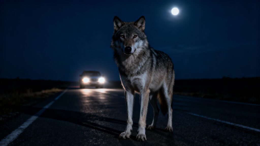 Toter Wolf am Straßenrand in Thüringen